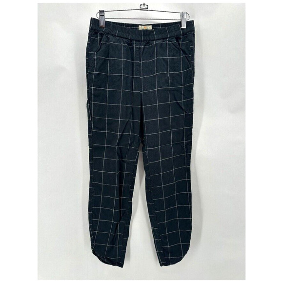 Marine Layer Allison‎ Pants Size XS Black Windowpane Tulip Hem Beach City Preppy - Picture 12 of 12